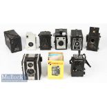 Selection of Various vintage box cameras consisting of 2x Voigtlander Brilliant TLR’s, Rex