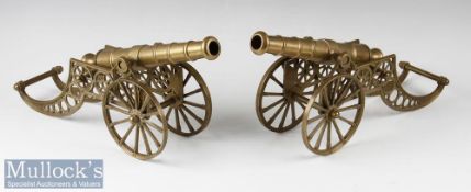 Pair of Ornamental 18th century Style Brass Cannons length 40cm.