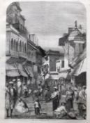 India And Punjab – The Main Street of Agra, 1858 An original ILN wood engraving titled The Main