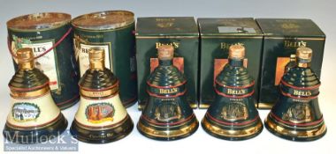 Bell’s Finest Scotch Whisky Christmas Porcelain Decanters including 1989, 1991, 1992, 1993 and 1994,