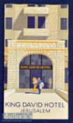 King David Hotel, Jerusalem. 1930s Fine Art Deco style Brochure with 2 artistic illustrations of the