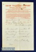 Civil War Related Telegram 1862 An Invitation to relatives of Charles P Horton to a Military Ball