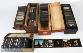 Quantity of Assorted Glass lantern slides topographical 8x8cm including Old House of The Thousand