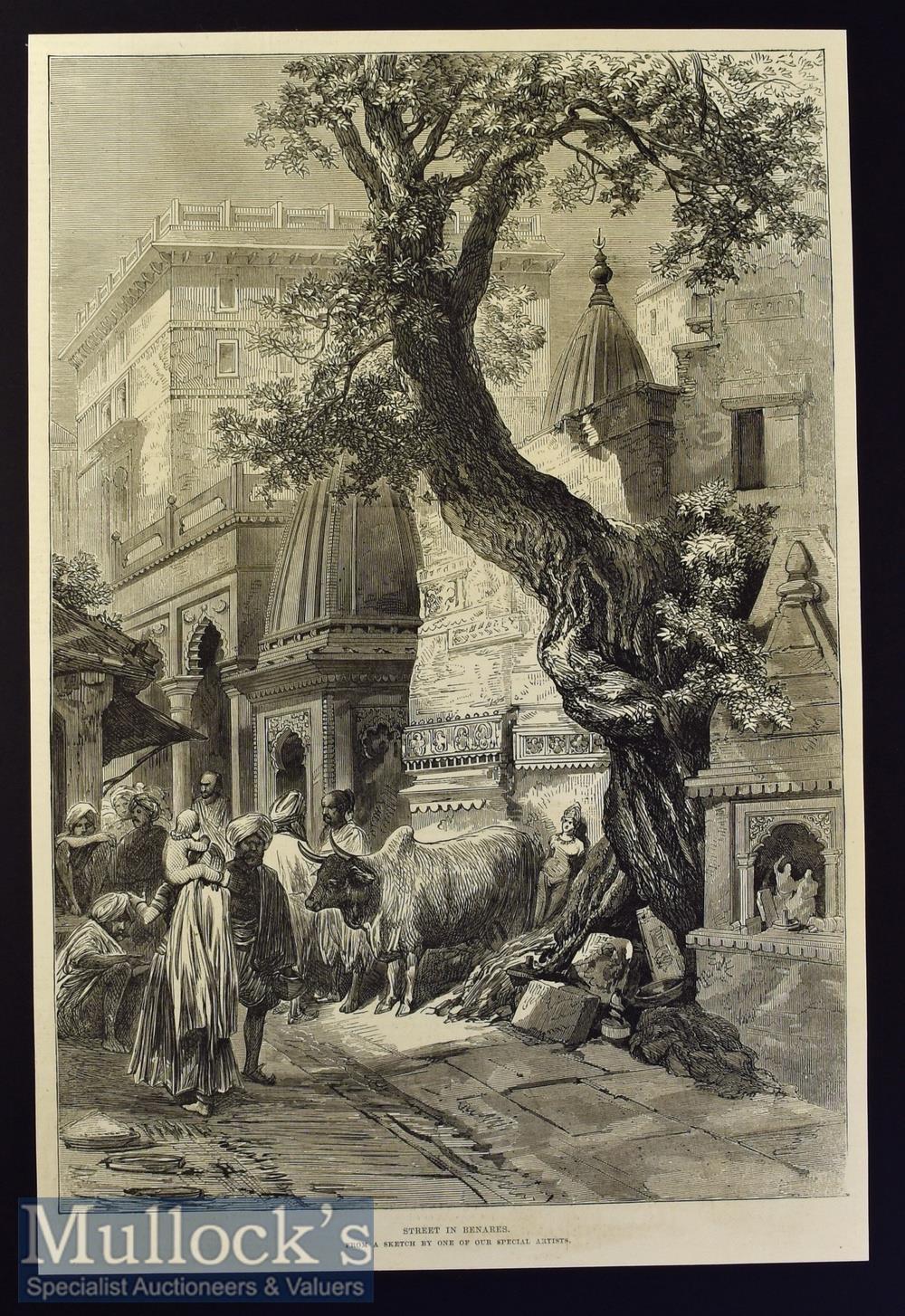 India - Benares - Street in Benares 1875 from a sketch by a special artist, probably W. Simpson