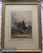 India - Large hand coloured steel engraving of the Nizams Army 3rd cavalry camel gunner in full