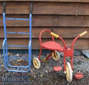 Childs Metal Pedal Tricycle in red, measures 50cm in length, height to seat 30cm approx., together