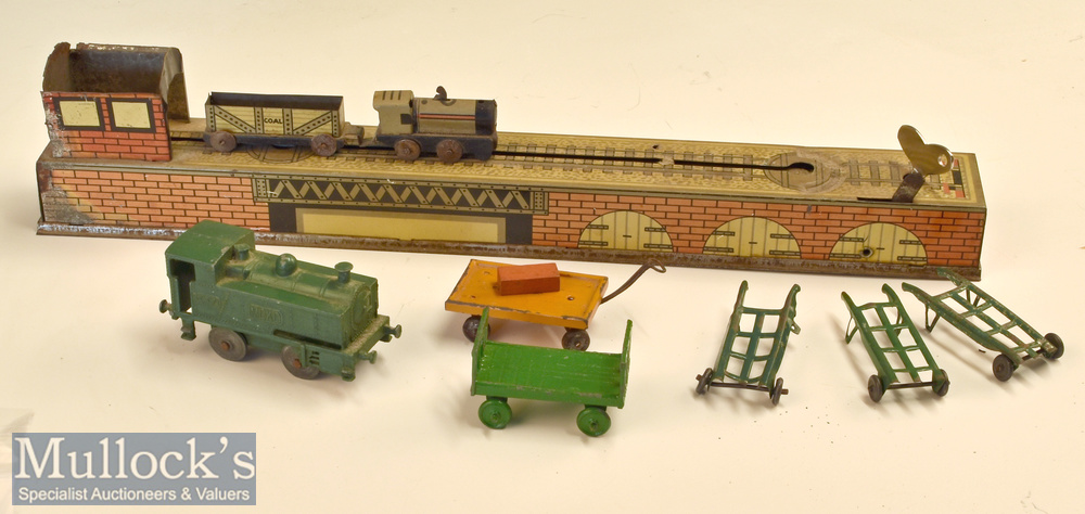 MOKO Lesney 2571 marked Train together with a tinplate turntable railway game marked British Made to