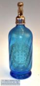 H Lee & Sons Berkhamsted Blue Glass Body Soda Stream measures 31cm in height