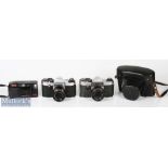 Praktica PL Nova I and IB 35mm SLR cameras with lenses Domiplan 2.8/50 plus 1x leather case and a