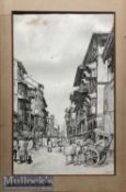 Original Victorian period published pen & ink drawing of a Bombay street scene, India by John Pedder