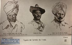 India & Punjab – Sikh Officers WWI A vintage antique postcard showing a Sikh officers including