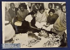 Mahatma Gandhi Funeral Original Press Photograph dated 2-2-48 with notes and stamp to reverse, a