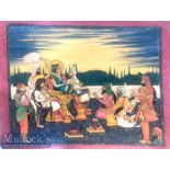 India & Punjab – Sikh Noble Miniature Large Punjab school miniature painting of Maharaja Ranjit