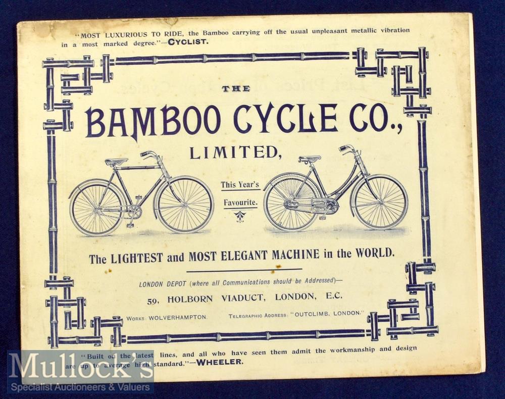 The Bamboo Cycle Co. Ltd 1897 Brochure An early 4 page Brochure illustrating two of their unusual