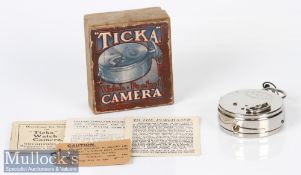 Houghton’s Ltd ‘Ticka’ Pocket watch camera with maker’s box and instructions, HTC engraved to