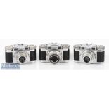 3x Paxette 35mm film cameras with Pointikar 1:2.8/45 prontor svs, Pointar 1:2,8/45mm prontor-svs and