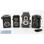 4x Various TLR Cameras to include Bladwin Flex Maestar lens f.57.5mm, Del Monta Pludcanar 1:3,5/