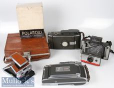 Selection of Polaroid Cameras to include SX 70 Land Camera in brown leather finish, plus Polaroid