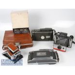 Selection of Polaroid Cameras to include SX 70 Land Camera in brown leather finish, plus Polaroid