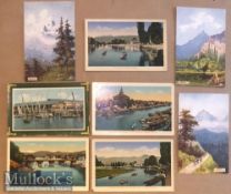 Collection of (8) litho postcards of Kashmir, India c1900s Set includes views of the fort and