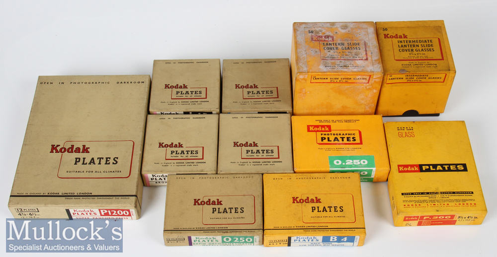 Selection of Undeveloped Kodak glass photographic plates includes B4 6.5x9cm, 0.250 6.5x9cm, P.300