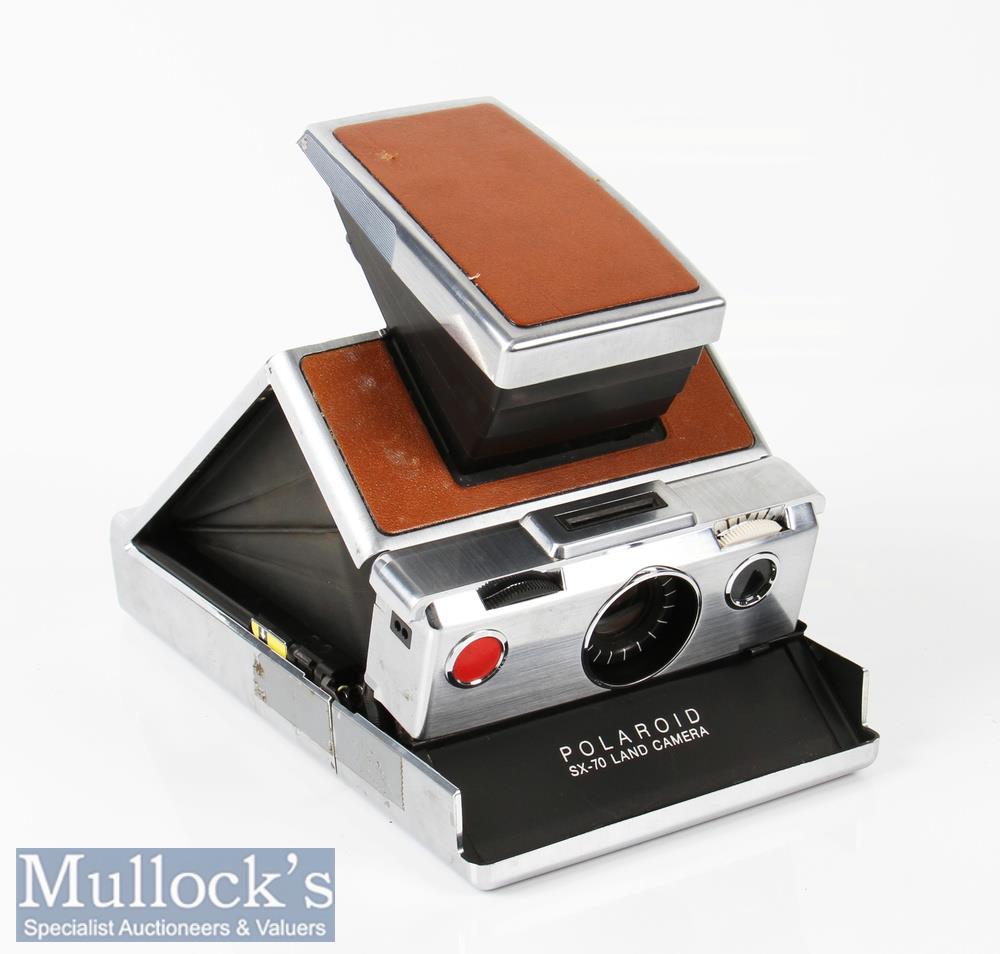 Polaroid SX-70 land camera with original leather grip inserts appears with some signs of wear, signs - Image 2 of 3