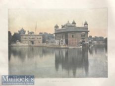 India – Golden Temple Steel Engraving Original 19th Century colour steel engraving of the holiest