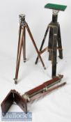3x Various Camera Stands of wood and metal construction, folding with extendable legs