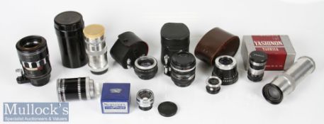 Mixed Selection of Camera Lenses to include Yashica Yashinon D mount for 8mm cine f=38mm, Sun