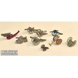 Small Toy Cannon selection with 5x various examples of metal and tin construction no bigger than 9cm