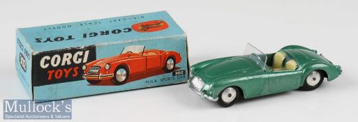 Corgi Toys Diecast 302 MGA Sports Car in green, boxed, overall good with fair box