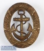 Period Weimar / Third Reich Naval Watchman’s Badge of typical oval form with centra anchor and