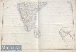 19th Century Map of Southern India Published by Day & Sons. Hand coloured c1857 Dimensions 48 x 34