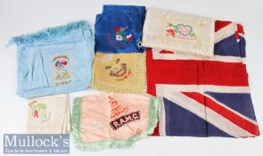 Group of Military Regimental Embroidered Items to include 4 handkerchiefs; R.A.M.C, Prince of
