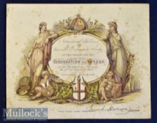 Concert In The Guildhall, London. Ornate Souvenir Invitation Ticket 1862 Fine multicoloured