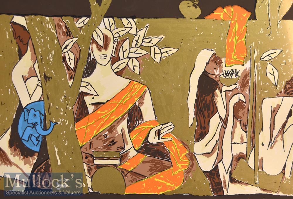 Maqbool Fida Husain (1913-2011) ‘Buddhism’ Signed Limited Edition Colour Serigraph 172/300 with