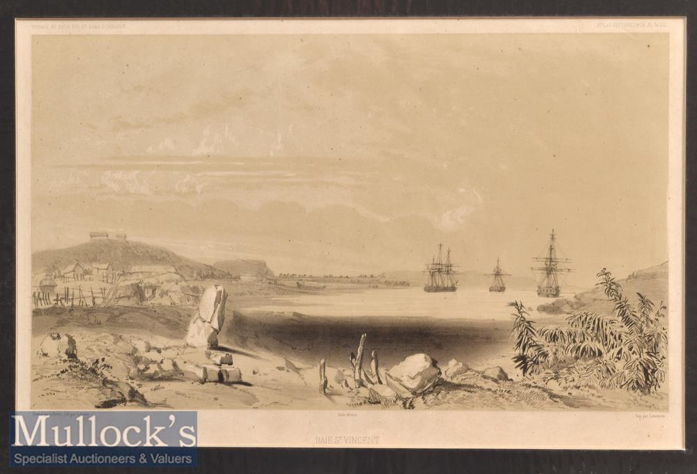 Caledonia – Bay St Vincent Engraving depicts the bay with ships in the distance, mounted measures