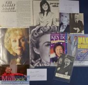 Entertainment Autograph Selection – Quantity of assorted autographs featuring Dame Ver Lynn, Max