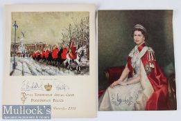 HRH queen Elizabeth II / Prince Philip Signed Staff Cards (2)