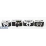 Various vintage cameras to include Petri 7S 35mm rangefinder with 2.8 45mm lens and leather case,