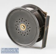 Fine Hardy Bros Alnwick 4” brass faced perfect fly reel with maker’s unbordered oval text logo and