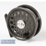 JJS Walker Bampton Alnwick 3” Alloy Fly Reel in grey finish, ventilated drum, black handle, brass