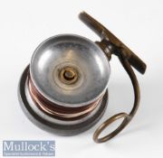 Malloch’s Patent 3 ¼” alloy side caster with a 2 ¾” drum, a left hand wind reel with oval maker’s