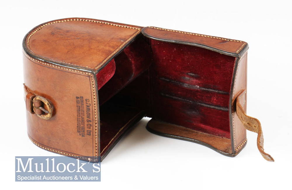 C Farlow & Co London leather D block reel case internally measures 3 ½” length, 2” width, with - Image 3 of 3
