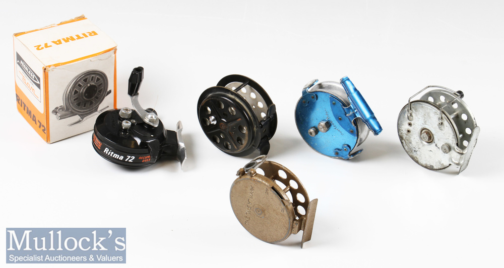 5x Various fishing reels to include Peerless 2 ¾” centrepin with loose handles, plus a Peerless - Image 2 of 2
