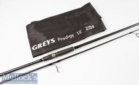 Carp Rod: Greys Prodigy Carbon Speciman Rod - 12ft 2pc – woven carbon rod - test curve 2lbs – fitted