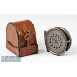 Hardy Bros Makers Alnwick The Perfect Dup Mk. II Alloy Trout Fly Reel and leather case (2) – 3 1/8”