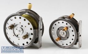 2x Hardy Bros Alnwick Silex No2 alloy casting reels to include a 3¼” sized model with twin