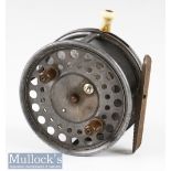 Hardy Bros Alnwick The Silex Major Wide Drum 4.25” alloy bait casting reel c1928 - correct ribbed