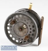 Hardy Bros Alnwick The Silex Major Wide Drum 4.25” alloy bait casting reel c1928 - correct ribbed